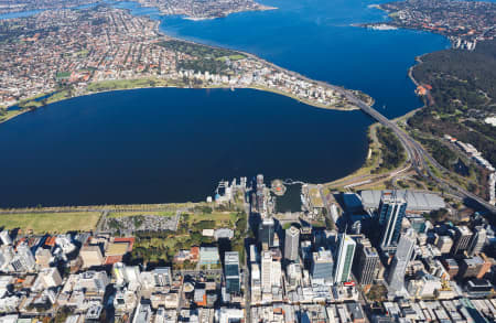 Aerial Image of PERTH CITY LOOKING AT SOUTH PERTH