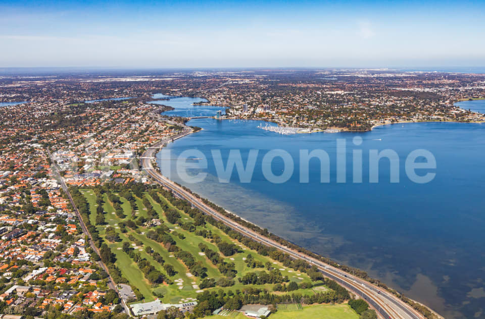 Aerial Image of Royal Perth Golf Club facing Canning Bridge