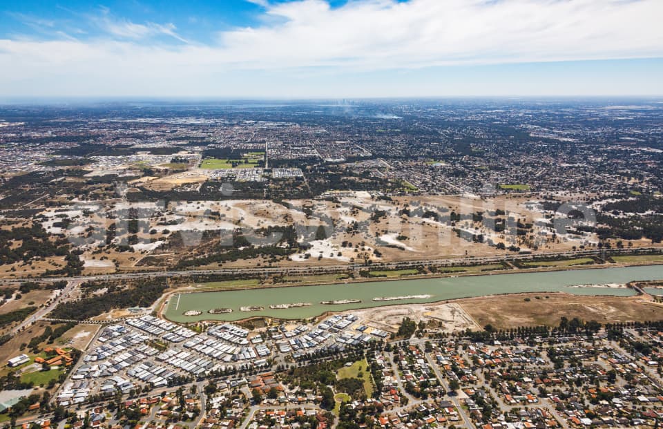 Aerial Image of Champion Lakes towards Perth CBD