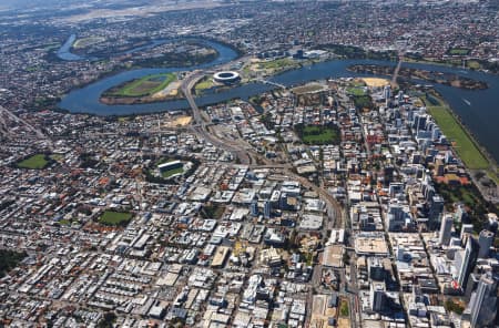 Aerial Image of PERTH NORTHBRIDGE LOOKING EAST