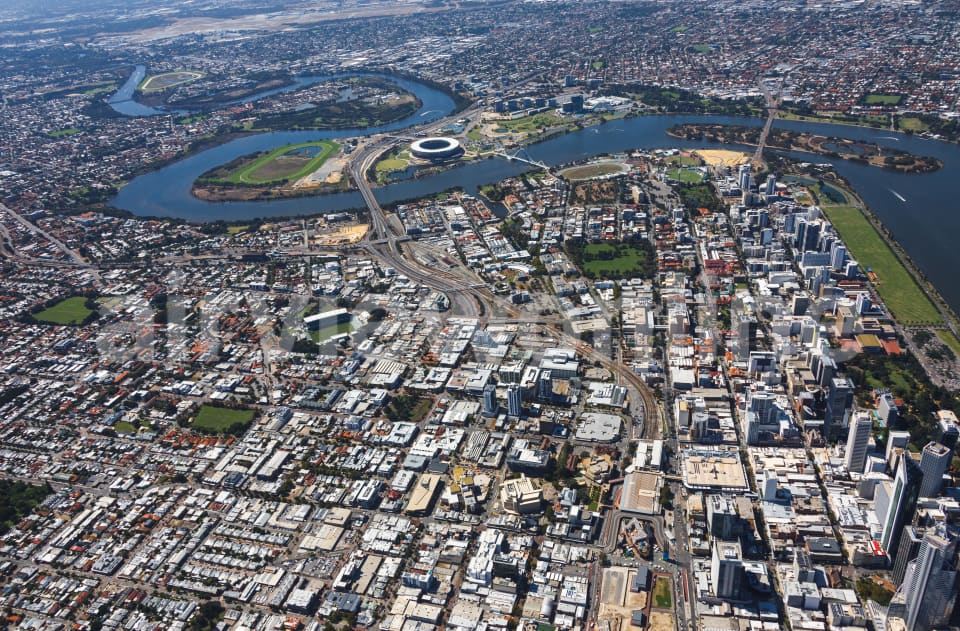 Aerial Image of Perth Northbridge Looking East