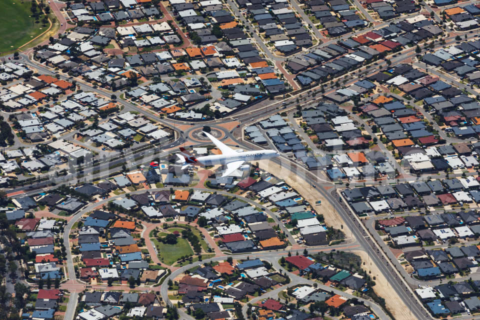 Aerial Image of Qantas QF10 Over Ellenbrook