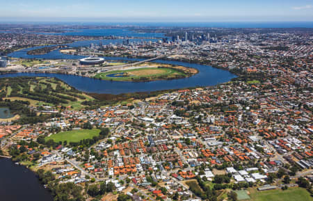 Aerial Image of MAYLANDS TO PERTH CBD AND OPTUS STADIUM