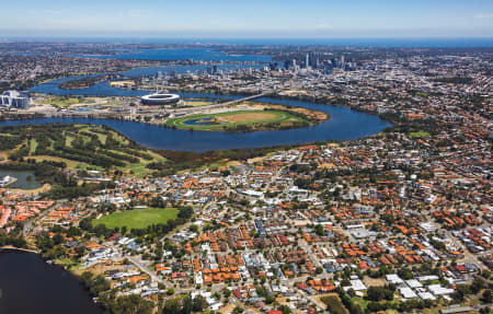 Aerial Image of MAYLANDS TO PERTH CBD AND OPTUS STADIUM