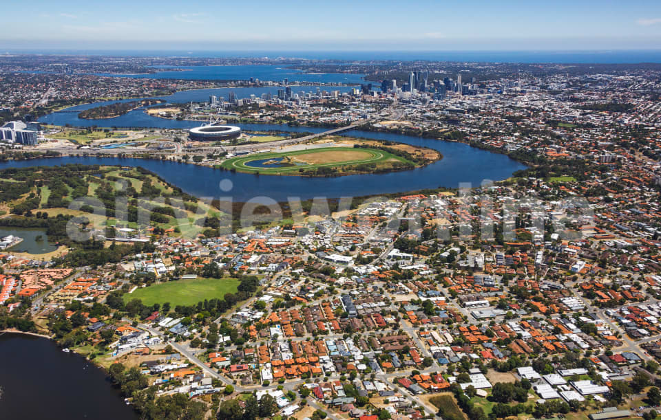 Aerial Image of Maylands to Perth CBD and Optus Stadium