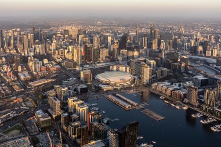 Aerial Image of THE DOCKLANDS AT SUNSET