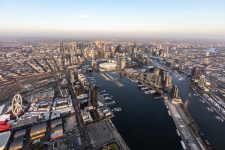 Aerial Image of THE DOCKLANDS AT SUNSET