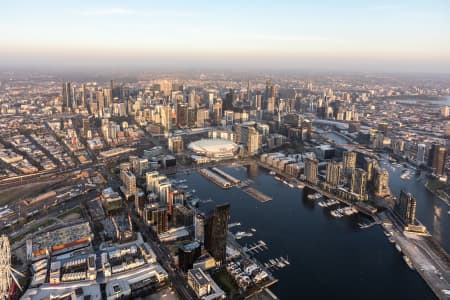 Aerial Image of THE DOCKLANDS AT SUNSET