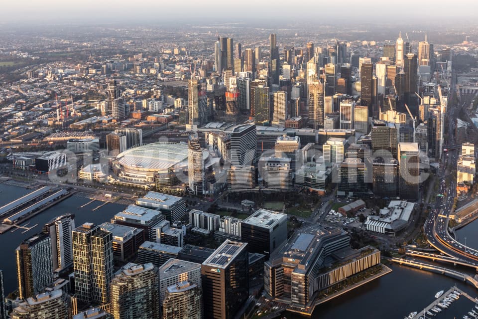 Aerial Image of The Docklands At Sunset