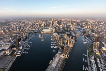 Aerial Image of THE DOCKLANDS AT SUNSET