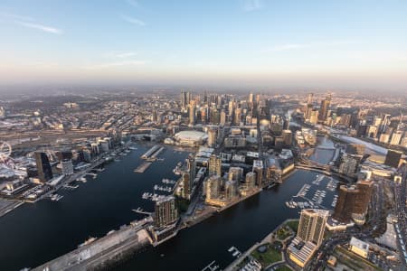 Aerial Image of THE DOCKLANDS AT SUNSET
