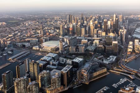 Aerial Image of THE DOCKLANDS AT SUNSET