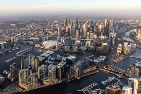 Aerial Image of THE DOCKLANDS AT SUNSET