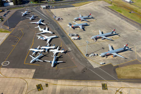 Aerial Image of AIRCRAFT PARKED AT SYDNEY AIRPORT DURING COVID-19