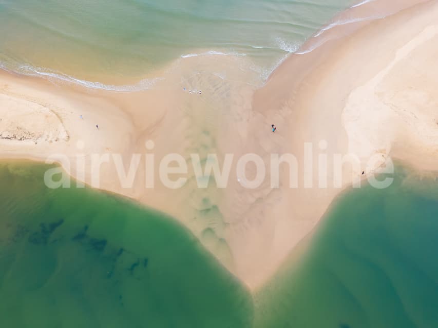 Aerial Image of Sandbars at the moth of the Maroochy River