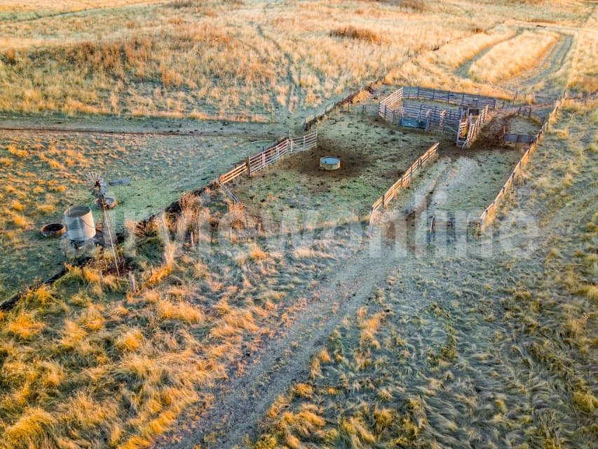 Aerial Image of Cattle yards and tracks at Mount Franklin