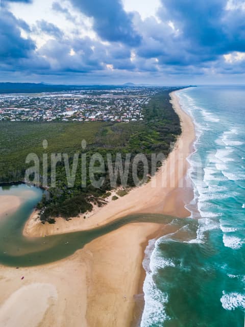 Aerial Image of Currimundi Lake running out to sea