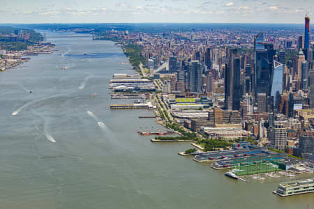 Aerial Image of CHELSEA PIERS SPORTS AND ENTERTAINMENT COMPLEX HUDSON RIVER NEW