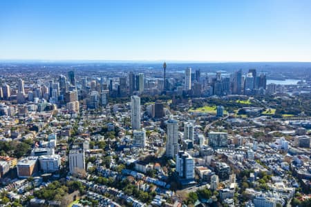 Aerial Image of DARLINGHURST, POTTS POINT AND KINGS CROSS TO THE CBD