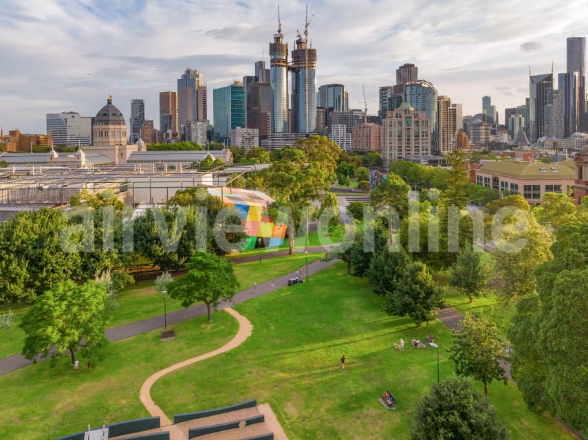 Aerial Image of Carlton Gardens and Melbourne CBD
