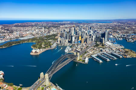 Aerial Image of SYDNEY CBD, SYDNEY HARBOUR BRIDGE, THE ROCKS AND CIRCULAR QUAY