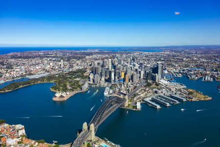 Aerial Image of SYDNEY CBD, SYDNEY HARBOUR BRIDGE, THE ROCKS AND CIRCULAR QUAY
