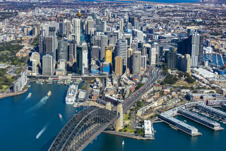 Aerial Image of SYDNEY CBD, SYDNEY HARBOUR BRIDGE, THE ROCKS AND CIRCULAR QUAY