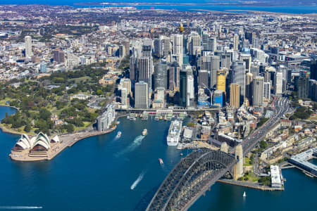 Aerial Image of SYDNEY CBD, SYDNEY HARBOUR BRIDGE, THE ROCKS AND CIRCULAR QUAY