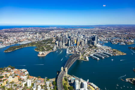 Aerial Image of SYDNEY CBD, SYDNEY HARBOUR BRIDGE, THE ROCKS AND CIRCULAR QUAY