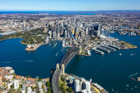 Aerial Image of SYDNEY CBD, SYDNEY HARBOUR BRIDGE, THE ROCKS AND CIRCULAR QUAY