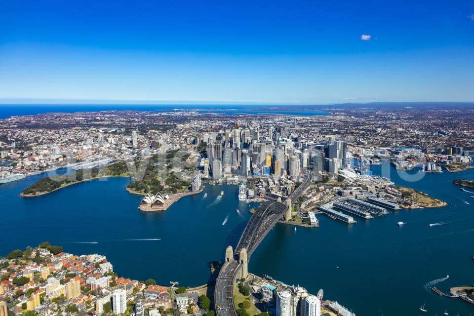Aerial Image of Sydney CBD, Sydney Harbour Bridge, The Rocks And Circular Quay