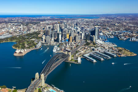 Aerial Image of SYDNEY CBD, SYDNEY HARBOUR BRIDGE, THE ROCKS AND CIRCULAR QUAY