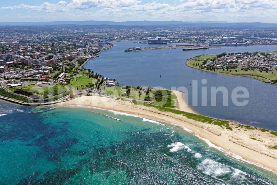 Aerial Image of Nobbys Beach Looking West Over Hunter River