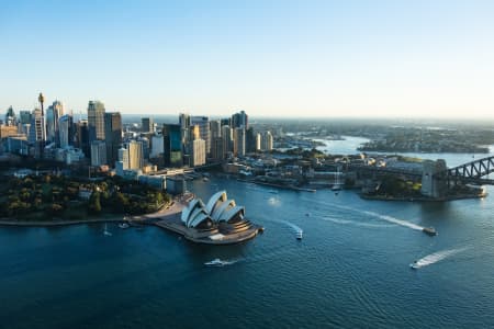 Aerial Image of SYDNEY HARBOUR AND OPERA HOUSE AT DUSK