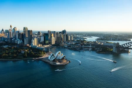 Aerial Image of SYDNEY HARBOUR AND OPERA HOUSE AT DUSK
