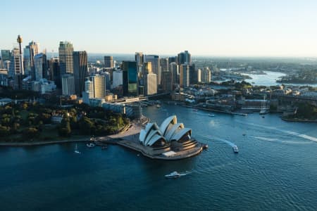 Aerial Image of SYDNEY HARBOUR AND OPERA HOUSE AT DUSK