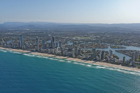 Aerial Image of SURFERS PARADISE SKYLINE FROM THE EAST