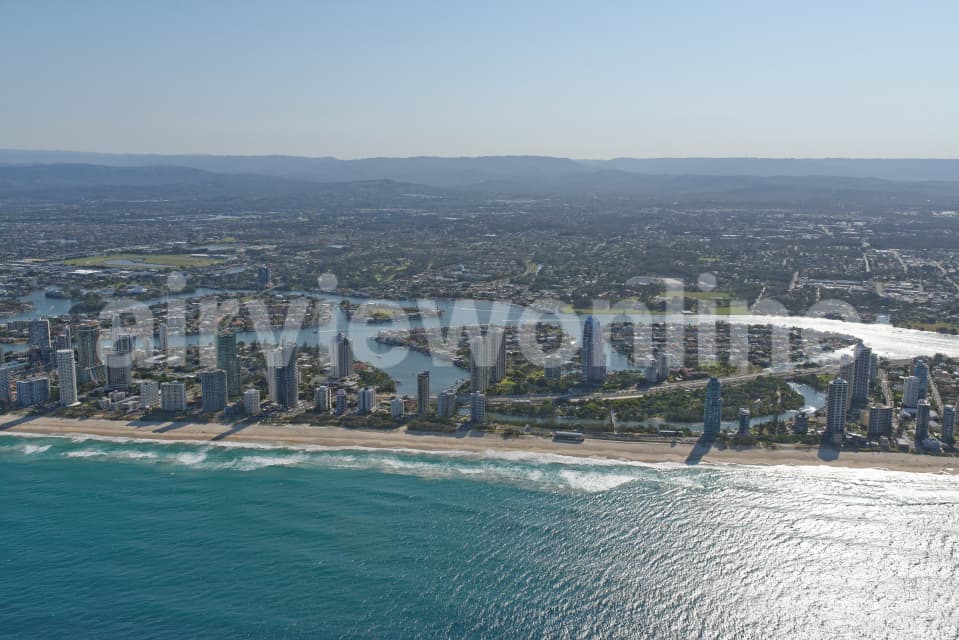 Aerial Image of Surfers Paradise Beach Looking West To Southport
