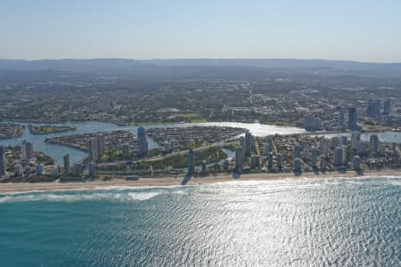 Aerial Image of SURFERS PARADISE BEACH LOOKING WEST TO SOUTHPORT