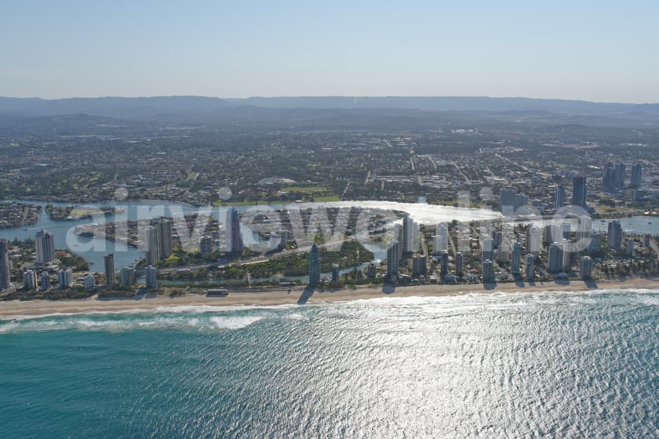 Aerial Image of Surfers Paradise Beach Looking West To Southport