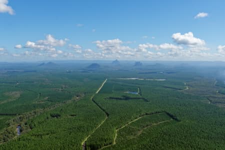 Aerial Image of GLASS HOUSE MOUNTAINS FROM THE EAST