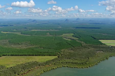 Aerial Image of GLASS HOUSE MOUNTAINS FROM THE EAST