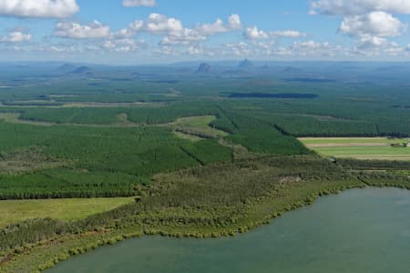 Aerial Image of GLASS HOUSE MOUNTAINS FROM THE EAST