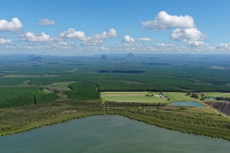 Aerial Image of GLASS HOUSE MOUNTAINS FROM THE EAST