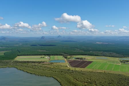 Aerial Image of GLASS HOUSE MOUNTAINS FROM THE EAST