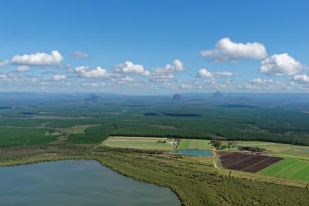 Aerial Image of GLASS HOUSE MOUNTAINS FROM THE EAST