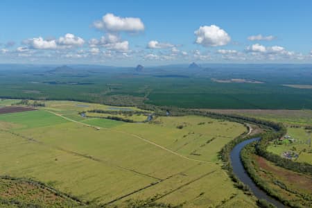 Aerial Image of HUSSEY CREEK LOOKING WEST TO THE GLASS HOUSE MOUNTAINS