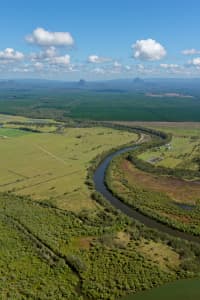 Aerial Image of HUSSEY CREEK LOOKING WEST TO THE GLASS HOUSE MOUNTAINS