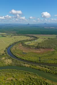 Aerial Image of HUSSEY CREEK LOOKING WEST TO THE GLASS HOUSE MOUNTAINS