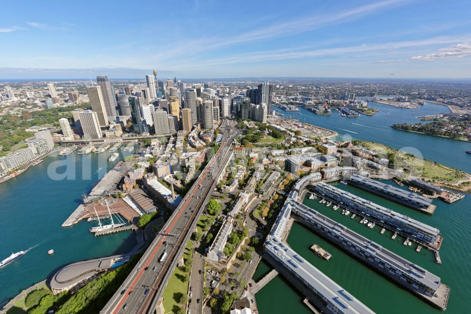 Aerial Image of Sydney CBD And Barangaroo Viewed From Above Dawes Point